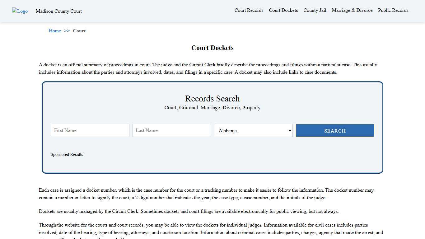 Court Dockets | Madison County Court